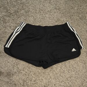 Adidas Women's Black Shorts with White Stripes